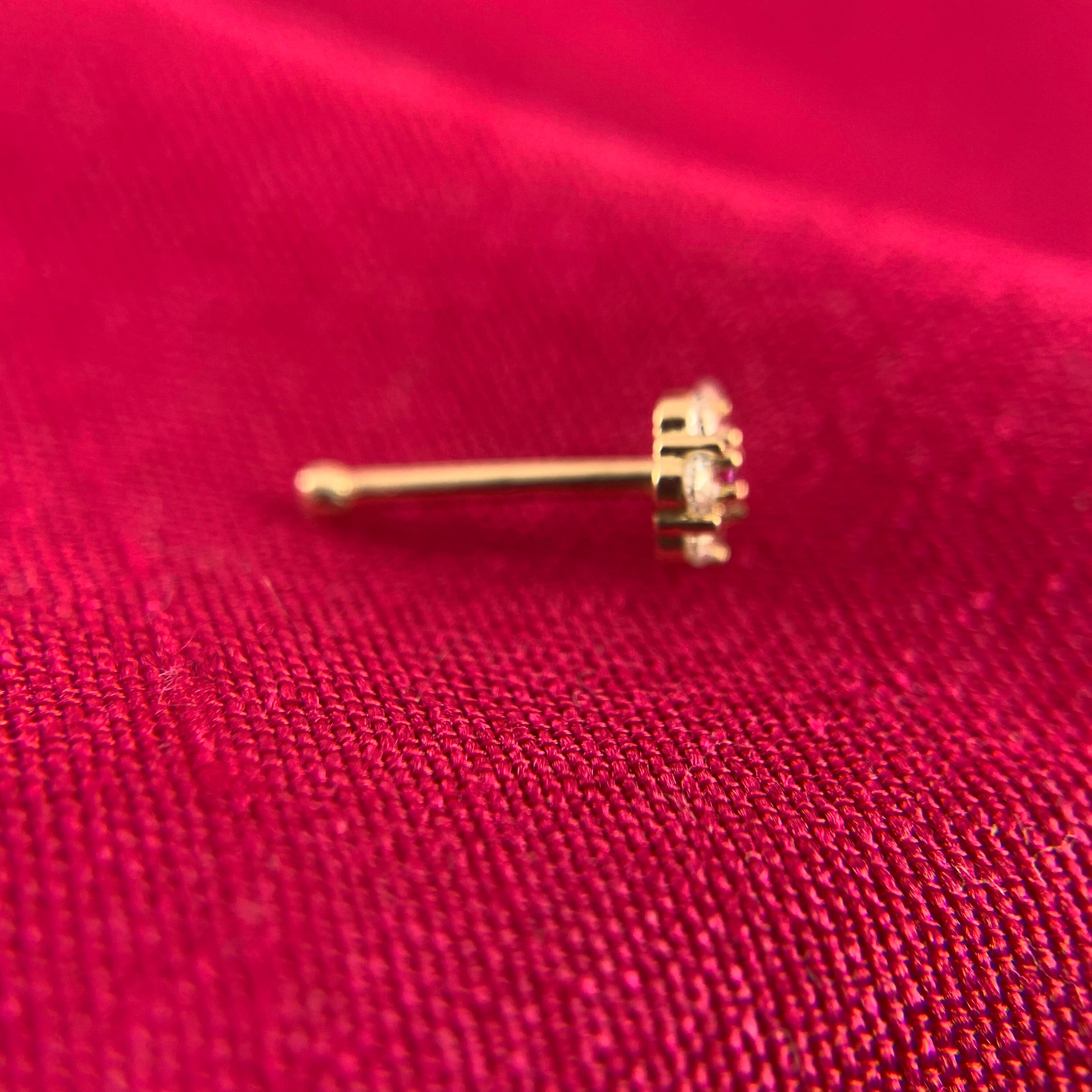 14k Solid Gold Nose Stud Flower Nose Stud White Gold Nose Etsy