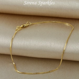 10k Solid Gold Box Chain Bracelet, Box Gold Chain Bracelet, Dainty Gold Bracelet, Layering Gold Bracelet, Stackable Gold Bracelet for Women image 3