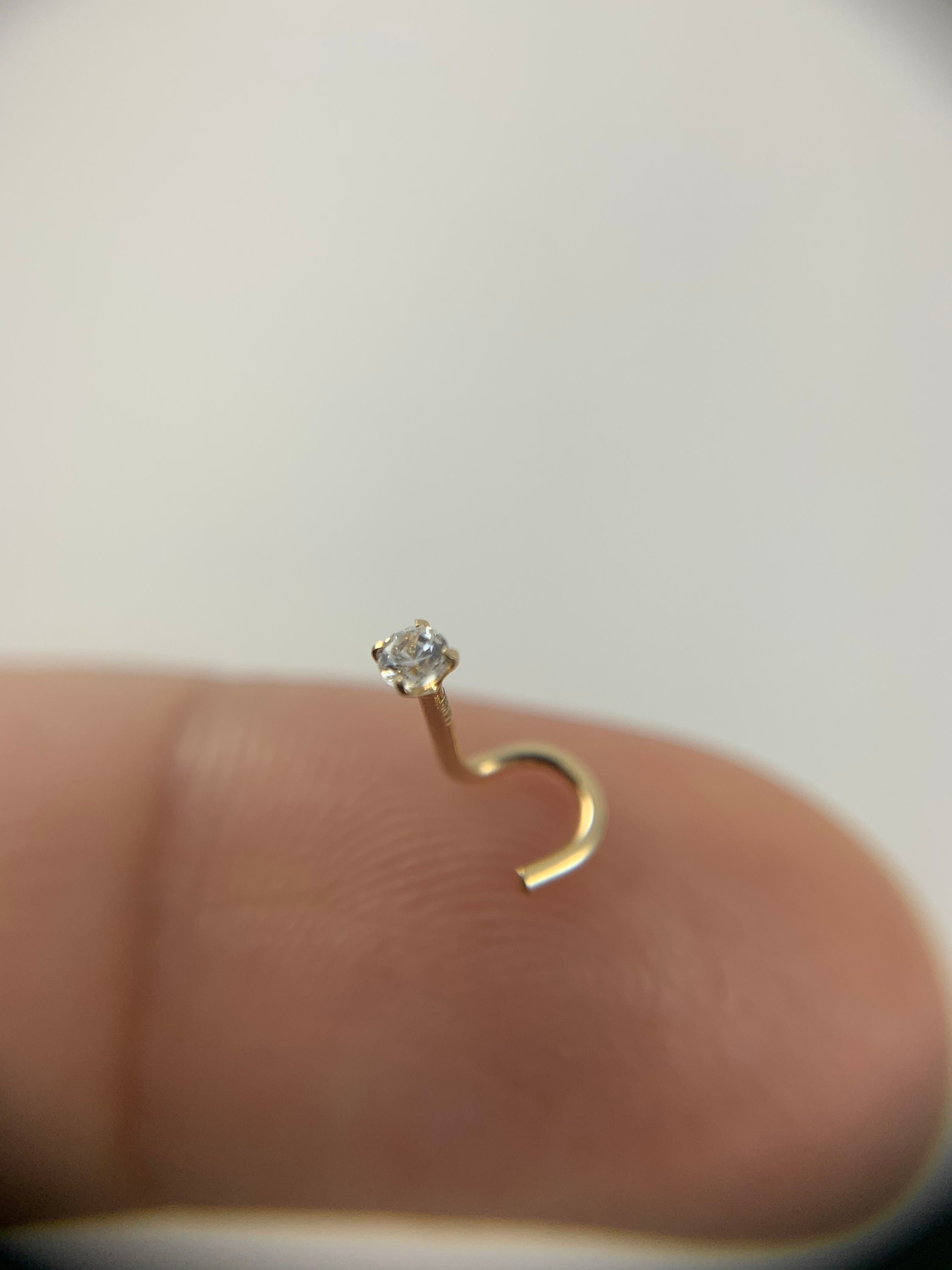 14k Solid Gold Nose Stud Ushaped Gold Nose Stud CZ Nose Etsy Canada