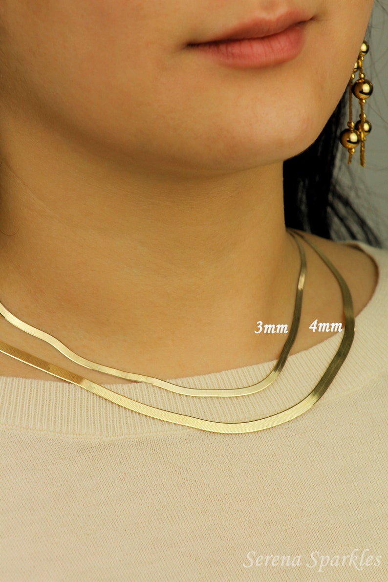 10k Solid Gold Herringbone Chain Real Gold Herringbone Chain Etsy Canada
