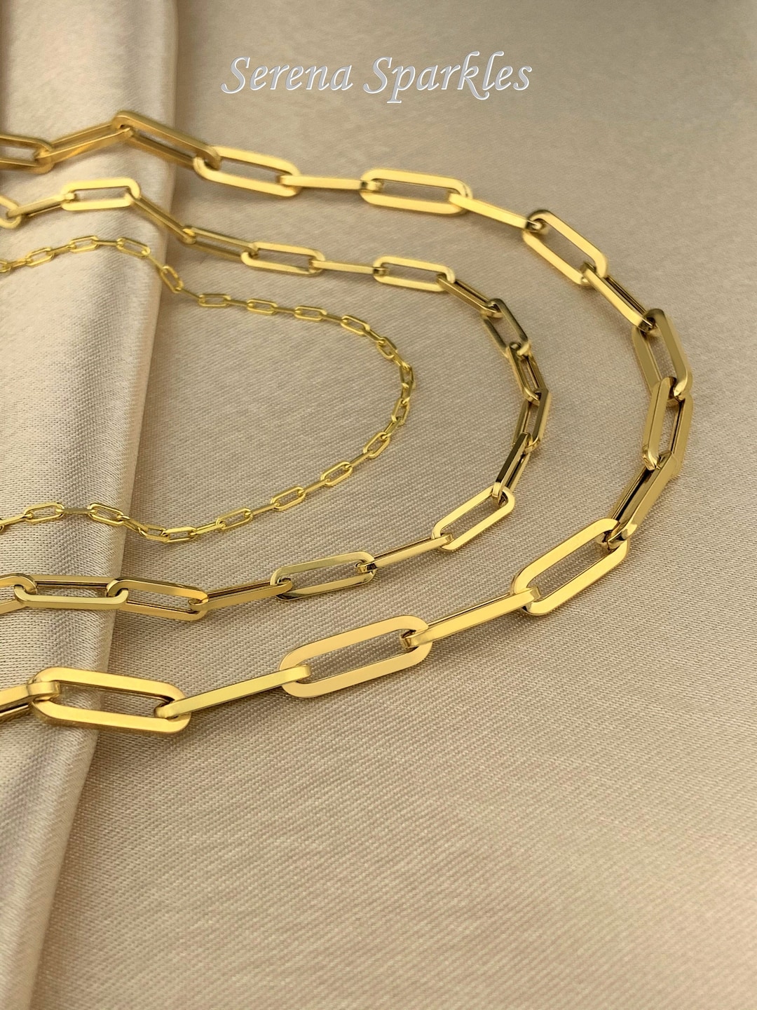 10k Solid Gold Paperclip Necklace With Long Chain Links 10k Gold Stamp