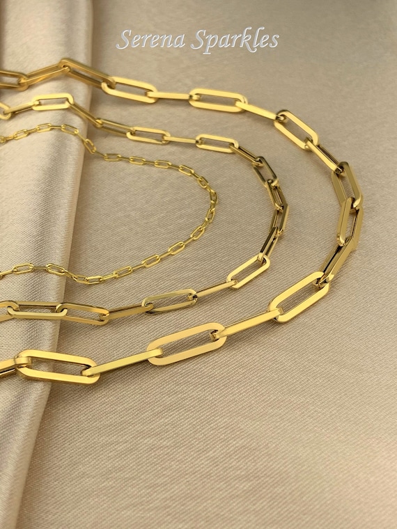 10k paperclip necklace deals