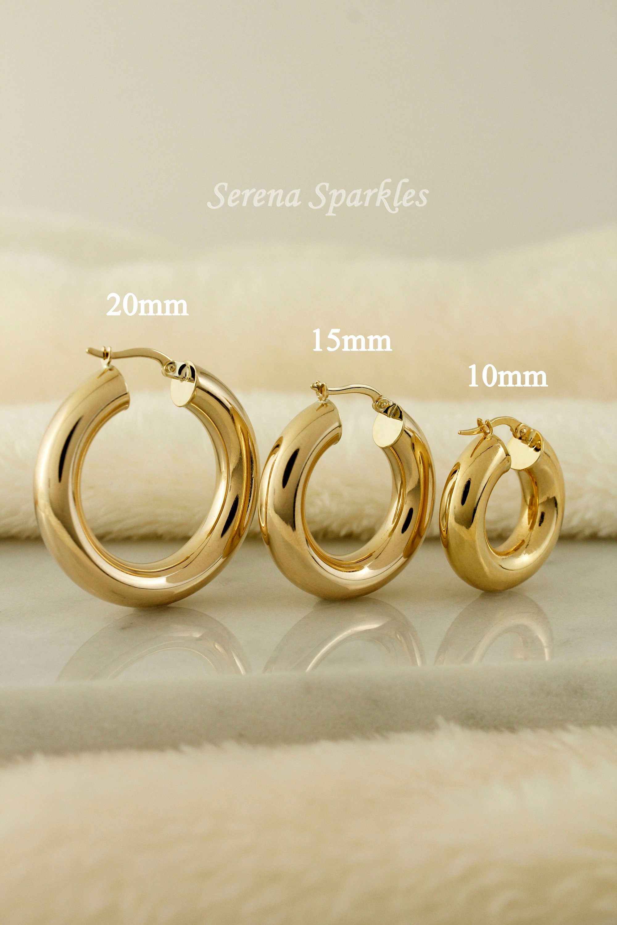 あい　Classic Hoops Thick Small Gold Chunky Gold Hoops | Small – JacqMaria Jewelry