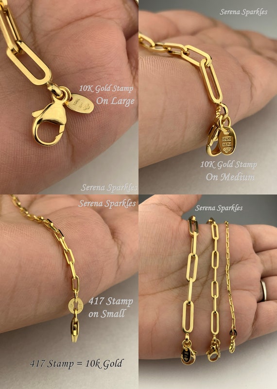 10k Solid Gold Paperclip Bracelet With Long Chain Links 10k - Etsy