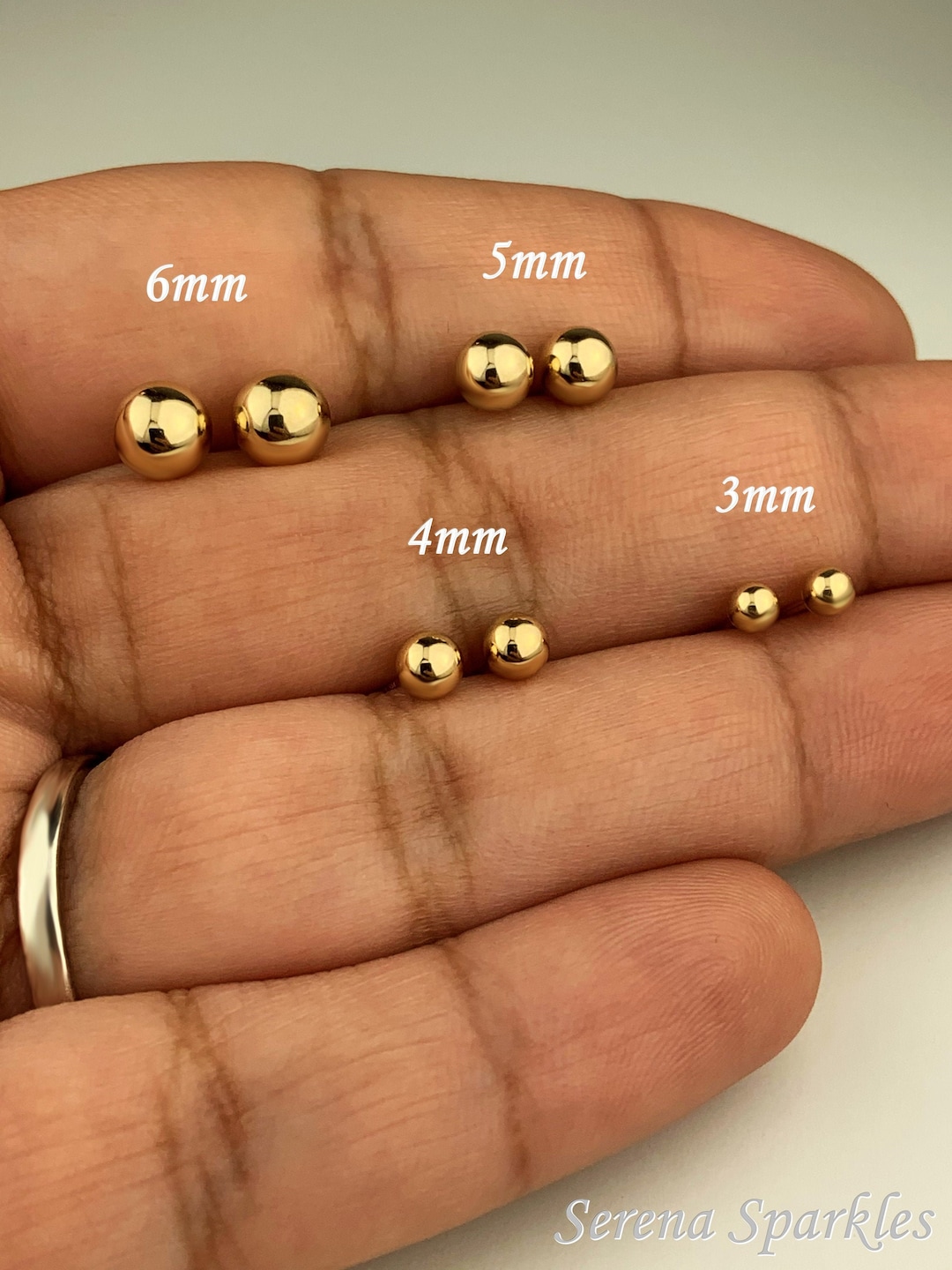 14k Solid Gold Ball Ear Stud Earrings Plain Real Gold - Etsy 14k Solid Gold Ball Ear Stud Earrings Plain Real Gold - Etsy