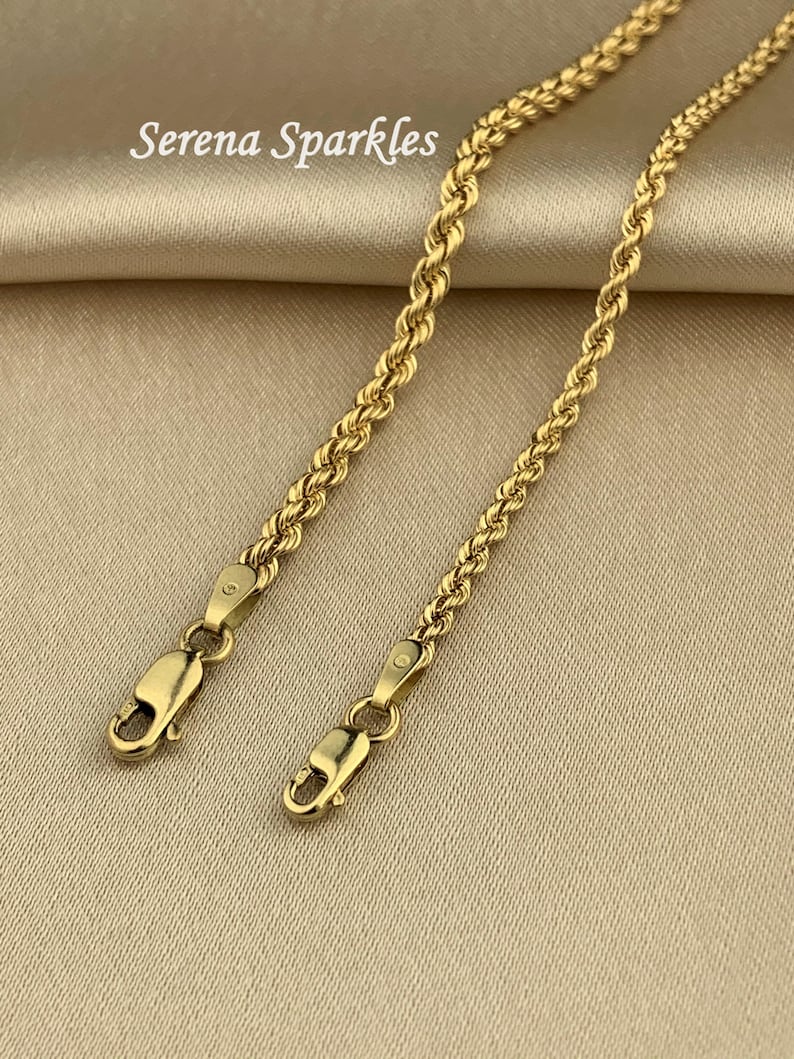 10k Real Gold Rope Chain Bracelet Twisted Real Gold Chain Etsy