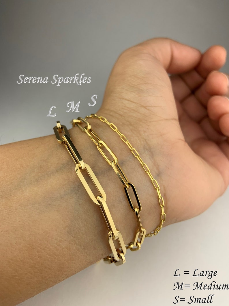 10k Solid Gold Paperclip Bracelet With Long Chain Links 10k Etsy Canada