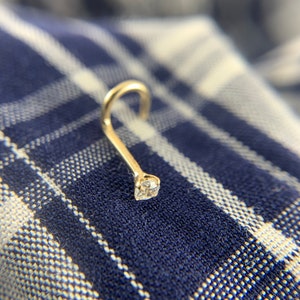 14k Solid Gold Nasenstecker, U-förmiger Gold Nasenstecker, CZ Nasenstecker, Weißgold Nasenstift, CZ Diamant Gold Nasenstecker, Prong-Set Nasenstecker,