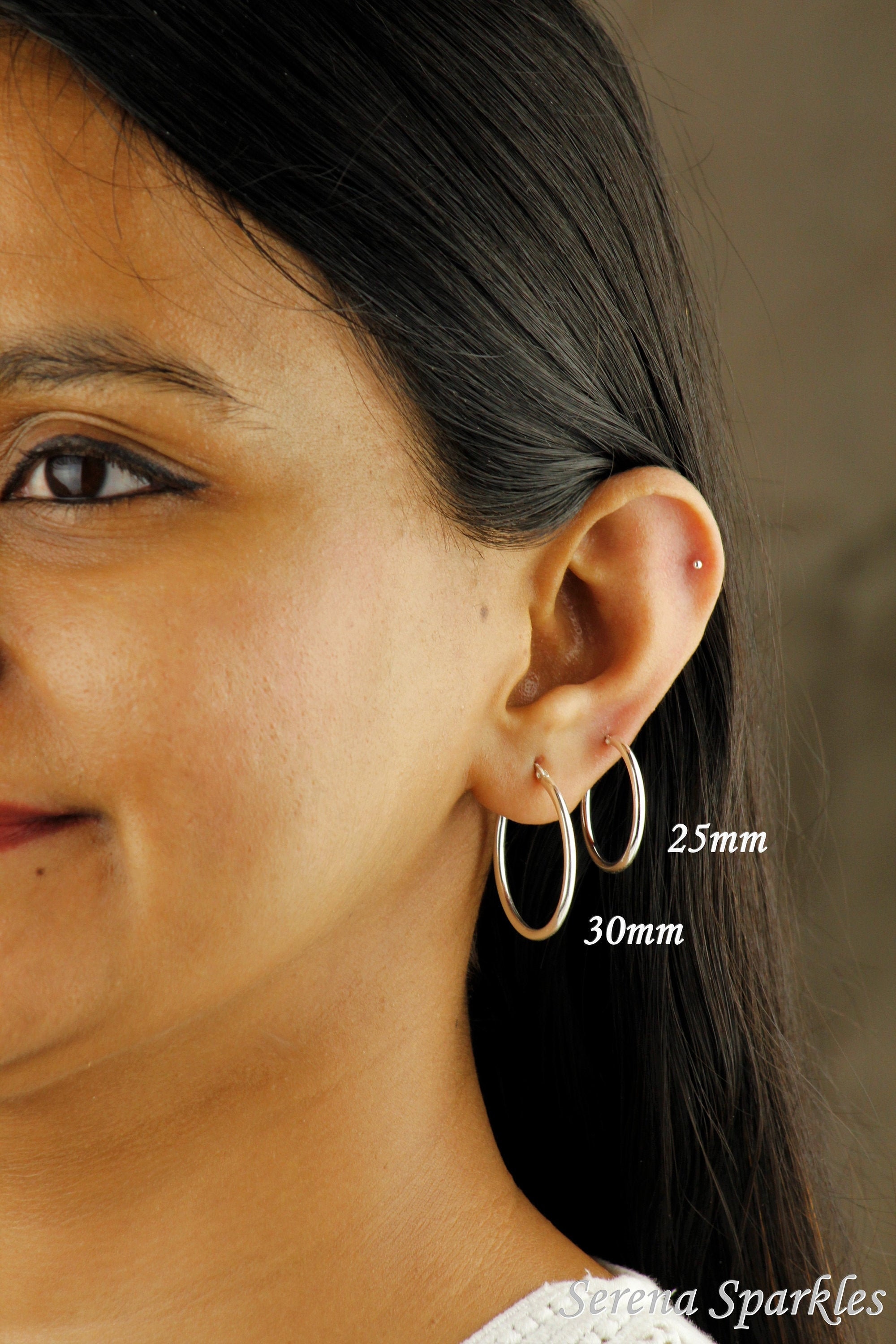 925 Sterling Silver Hoop Earrings 25mm, 30mm, 35mm, 45mm