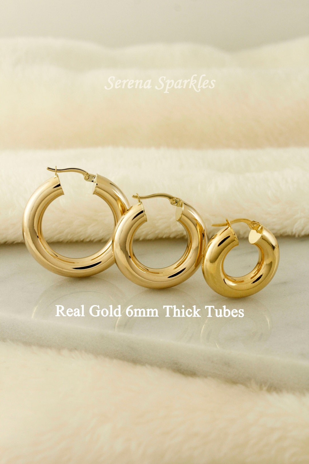 [APROPOS] 韓国☆10K Gold☆Sparkling Wave 3 Earrings 10K Yellow Gold Woven Ropes Textured Hoop Earrings 35mm