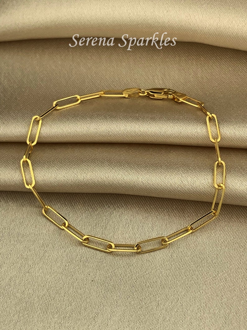 10k Solid Gold Paperclip Bracelet Real Gold Paperclip Etsy