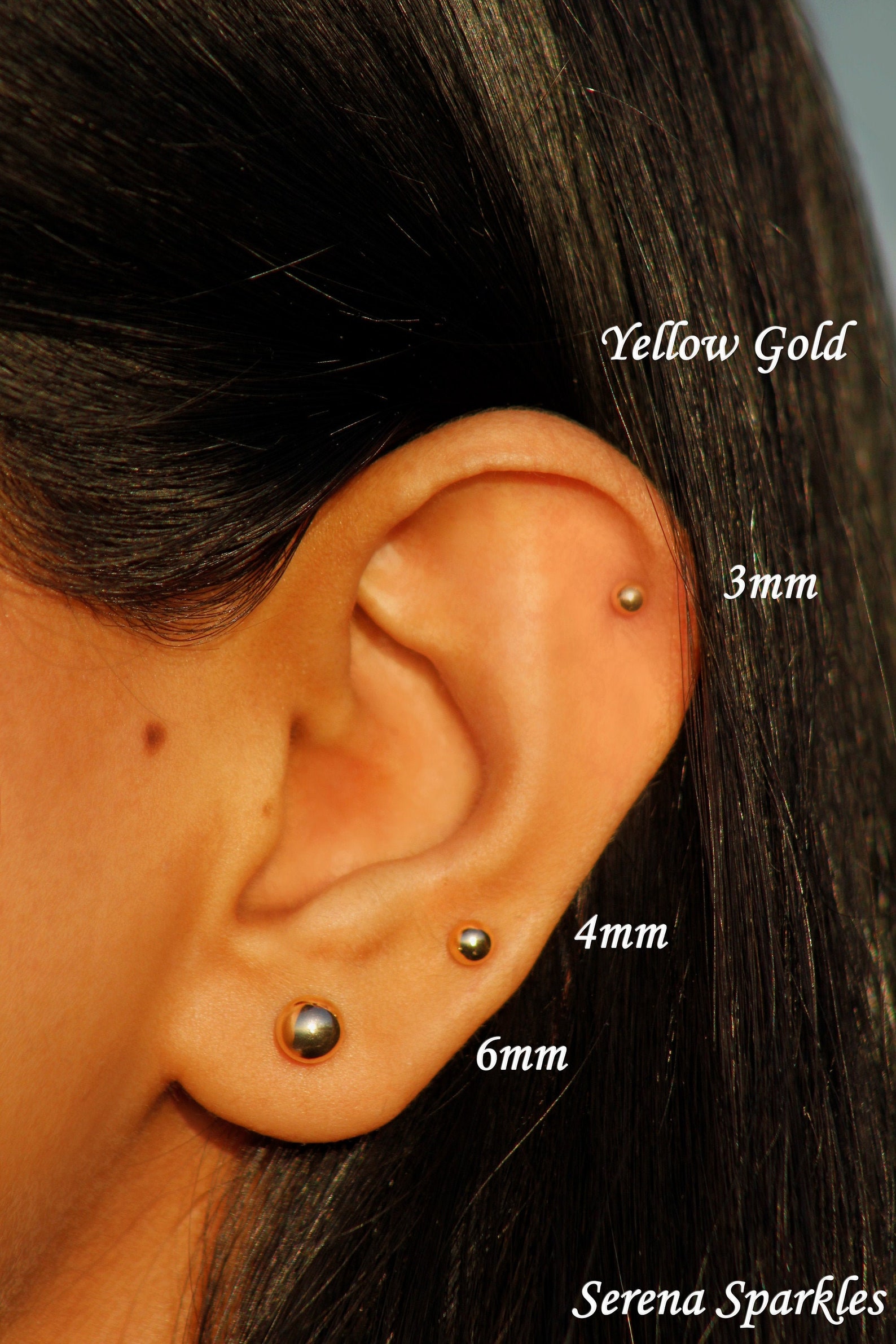 14k Solid Gold Ball Ear Stud Earrings Plain Real Gold Etsy