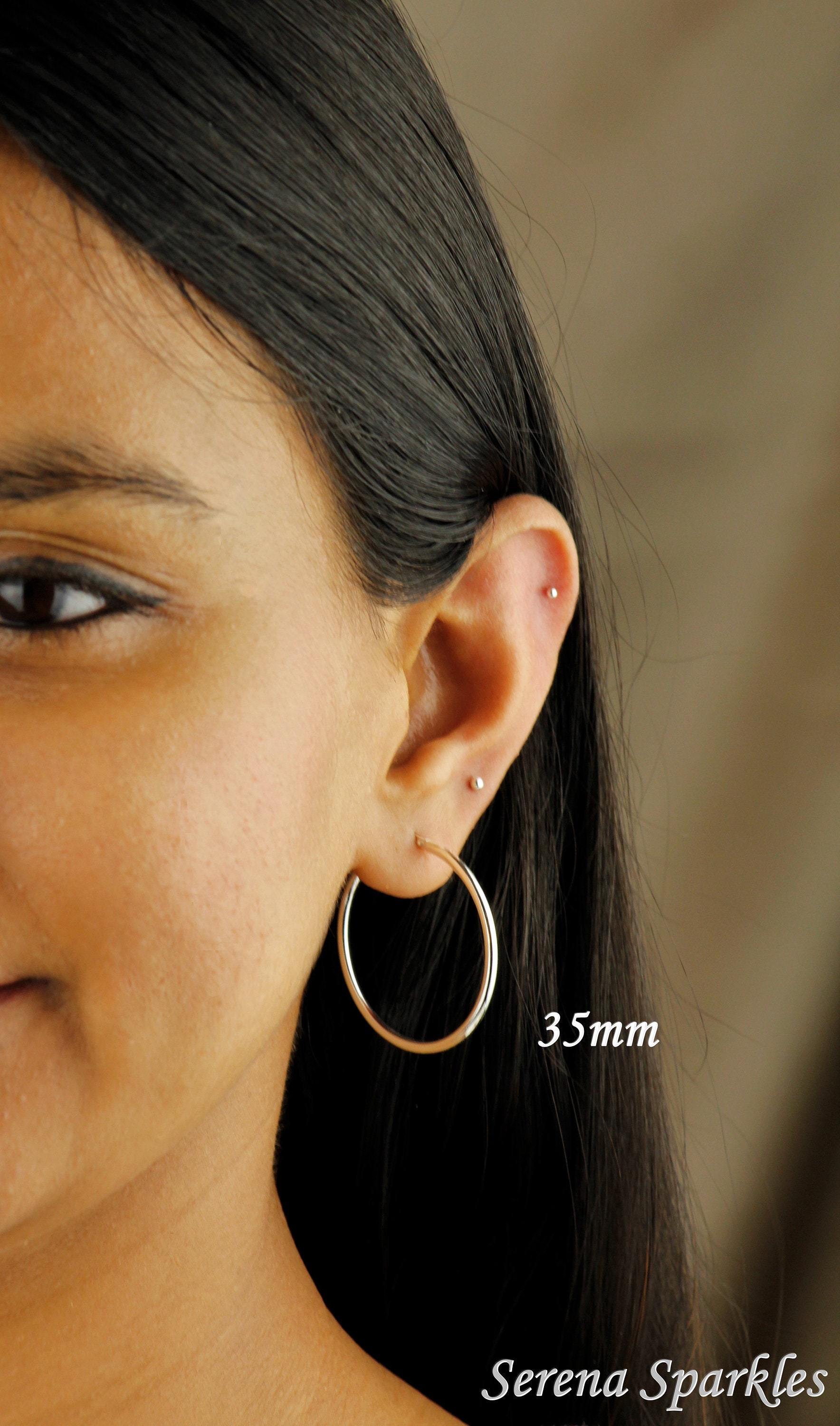 35mm silver cheap hoop earrings