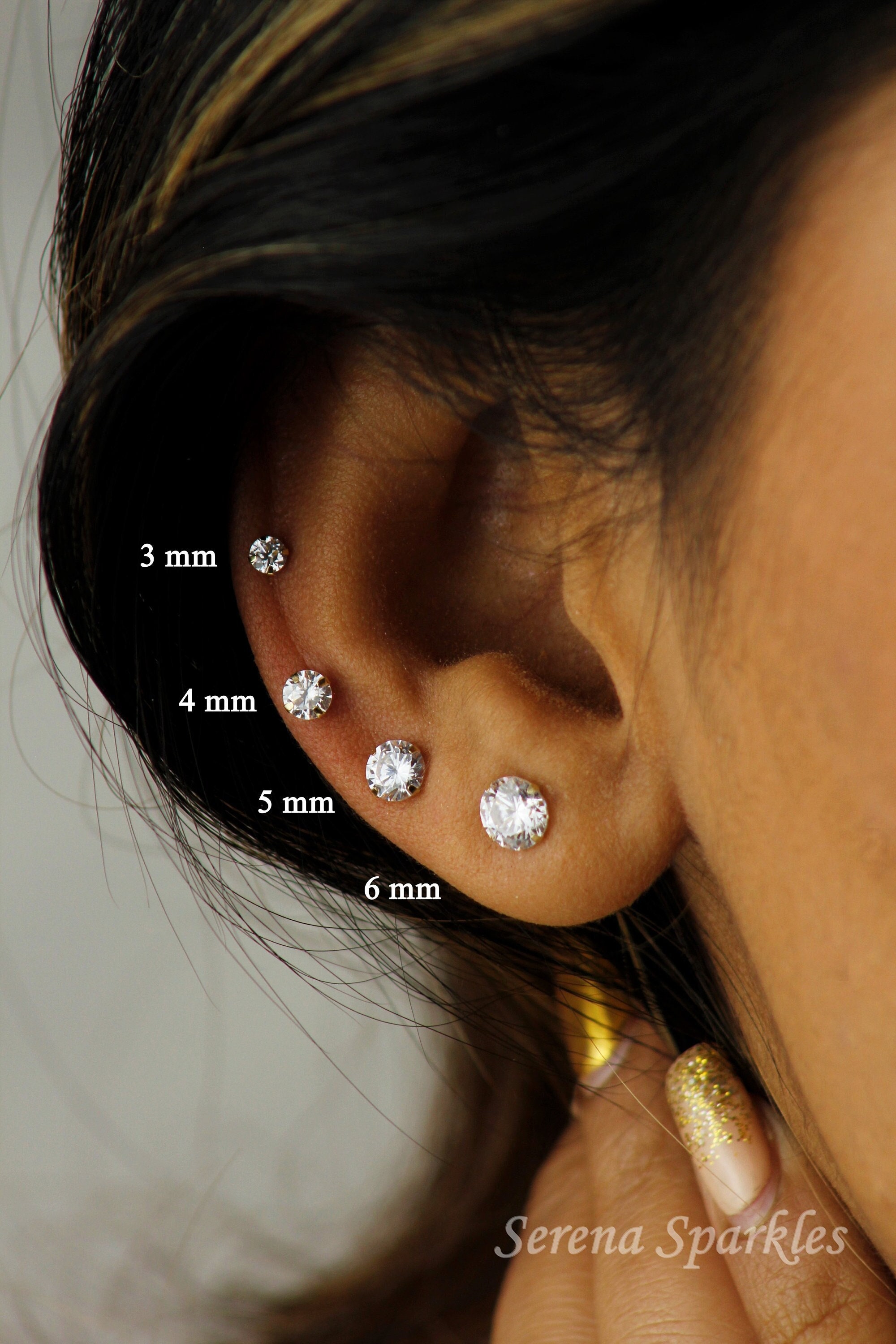 Alanna Diamante Curve Stud Earrings (Gold) - Culturesse