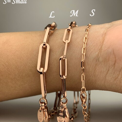 Solid 14K ROSE Gold Paperclip Chain Necklace 4.5mm Etsy