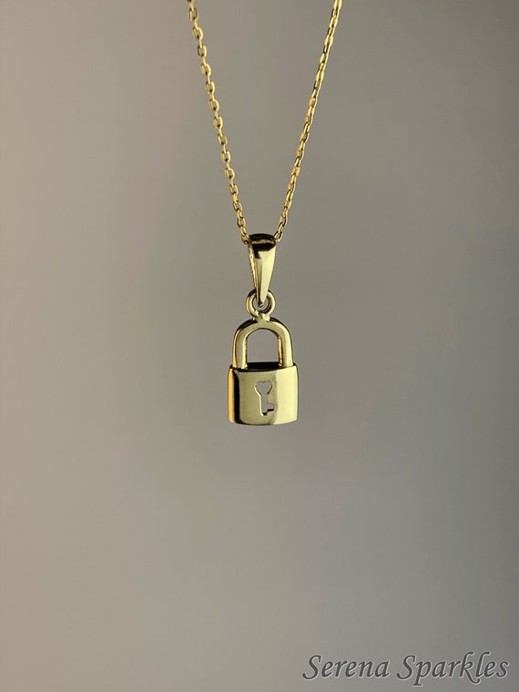 10k Solid Gold Lock Pendant and 