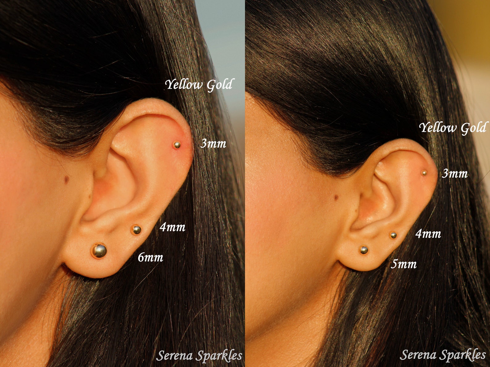 14k Solid Gold Ball Ear Stud Earrings Plain Real Gold Etsy UK