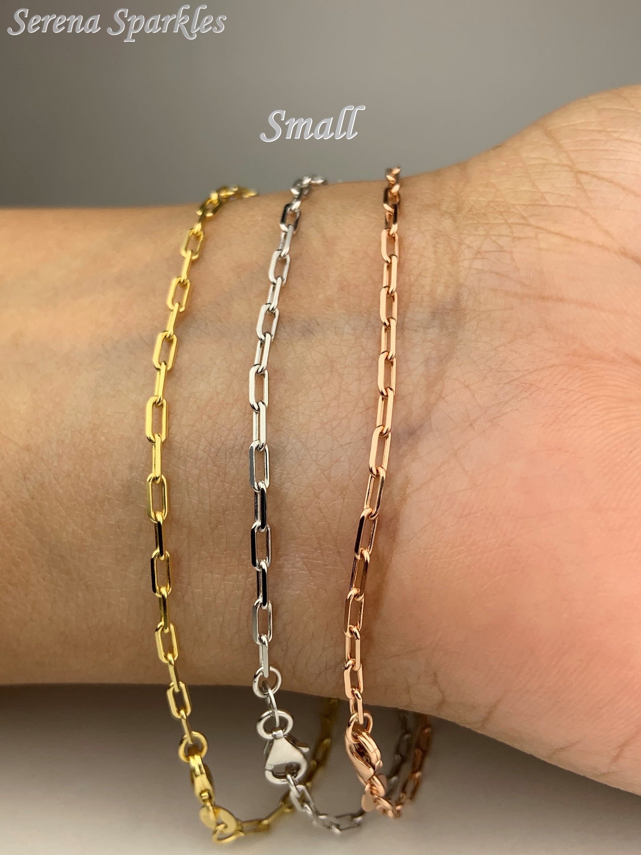 10k Solid Gold Paperclip Bracelet With Long Chain Links 10k Etsy UK