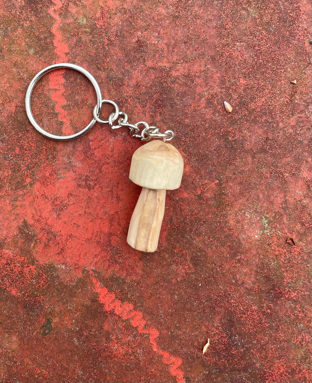 Hand Carved Wooden Mushroom Keychain - Etsy