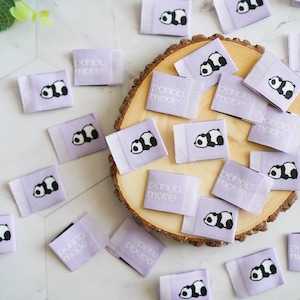 Woven labels for your handmade goods | Lazy Panda | Pack of 8 tags | Gift for sewists