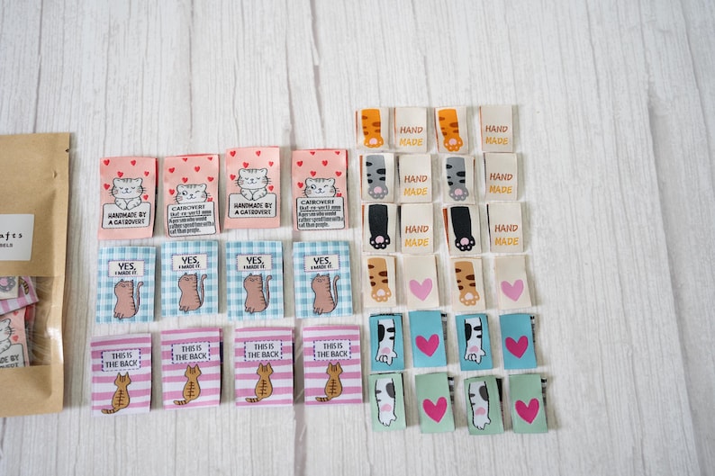 Cat Design Label Ultimate Cat Bundle Woven Labels: Handmade Sewing Tags (pack of 36) - Etsy