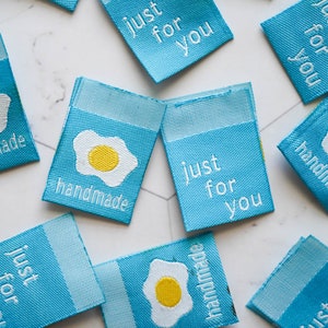 Fried Egg Woven Labels: Handmade Goods, Pack of 8