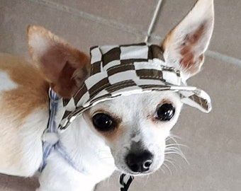 Dog Bucket Hat with Ear Holes, Summer Dog Topee, Dog Sunbonnet Cap, Dog Visor Hat, Sun Protection Cap Travel Hiking Hat for Cat Dog Pet