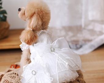 Dog Wedding Dress White, Bridesmaid Bride Costume for Large Dogs and Cats, Dog Princess Birthday Outfit, Pet Clothes Luxury Gown Custom Size
