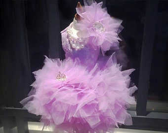 Summer Dog Tutu Dress Lavender, Cat Dog Wedding Dress Purple, Dog Bridesmaid Princess Costume, Dog Birthday Quinceanera Outfit Pet Clothes