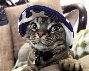 Sombrero de cubo para gatos con orificios para las orejas, Topee de verano para gatos, gorra para el sol para gatos, sombrero con visera para perros y gatos, gorra de protección solar, sombrero de senderismo para viajes para mascotas