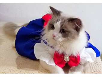 Cat Halloween Costume Inspired from Sailor Scouts, Anime Cosplay Party Dress for Cats and Dogs, Custom Pets Clothes Birthday Princess Outfit