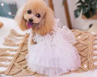 Dog Wedding Dress Summer White Tutu Dress, Bridesmaid Costume for Large Dogs and Cats, Dog Princess Birthday Outfit, Pet Clothes Custom Size