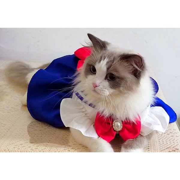 Traje de Halloween de gato inspirado en Sailor Moon, Tsukino Usagi Cosplay vestido de fiesta para gato, traje de princesa de cumpleaños de gato, ropa para mascotas personalizada