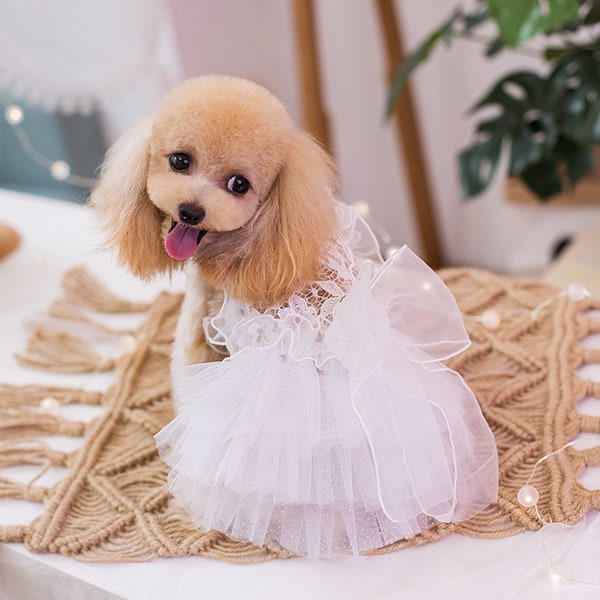 Dog Wedding Dress Summer White Tutu Dress, Bridesmaid Costume for Large Dogs and Cats, Dog Princess Birthday Outfit, Pet Clothes Custom Size