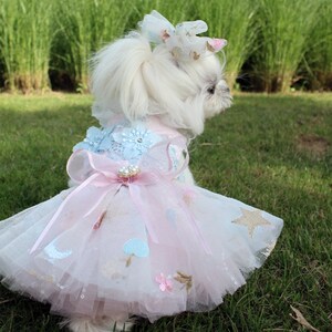 Dog Flower Tutu Dress Cat Dog Wedding Dress Pink Dog Flower