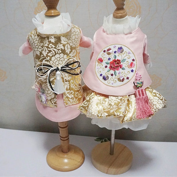 Pet Hanbok Couple Outfit Dog Hanbok Dress Hanbok Outer South Korea Traditional Costume Pet Festival Clothes Puppy Kitten Cat Wedding Dress