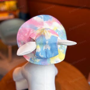 Dog Bucket Hat with Ear Holes Custom Size, Summer Bucket Hat for Large Dogs Cats, Outdoor Sun Protection Cap Sunbonnet Hiking Hat for Pets