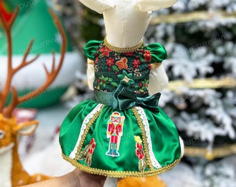 emerald green dog dress Christmas Tree Sleeves Organza Dress. Custom Made for Pet Dress. Festive Janhvi Kapoor's Pastel Blue green tulle skirt and refined look Bottom Size:36-Unhemmed Christmas dress