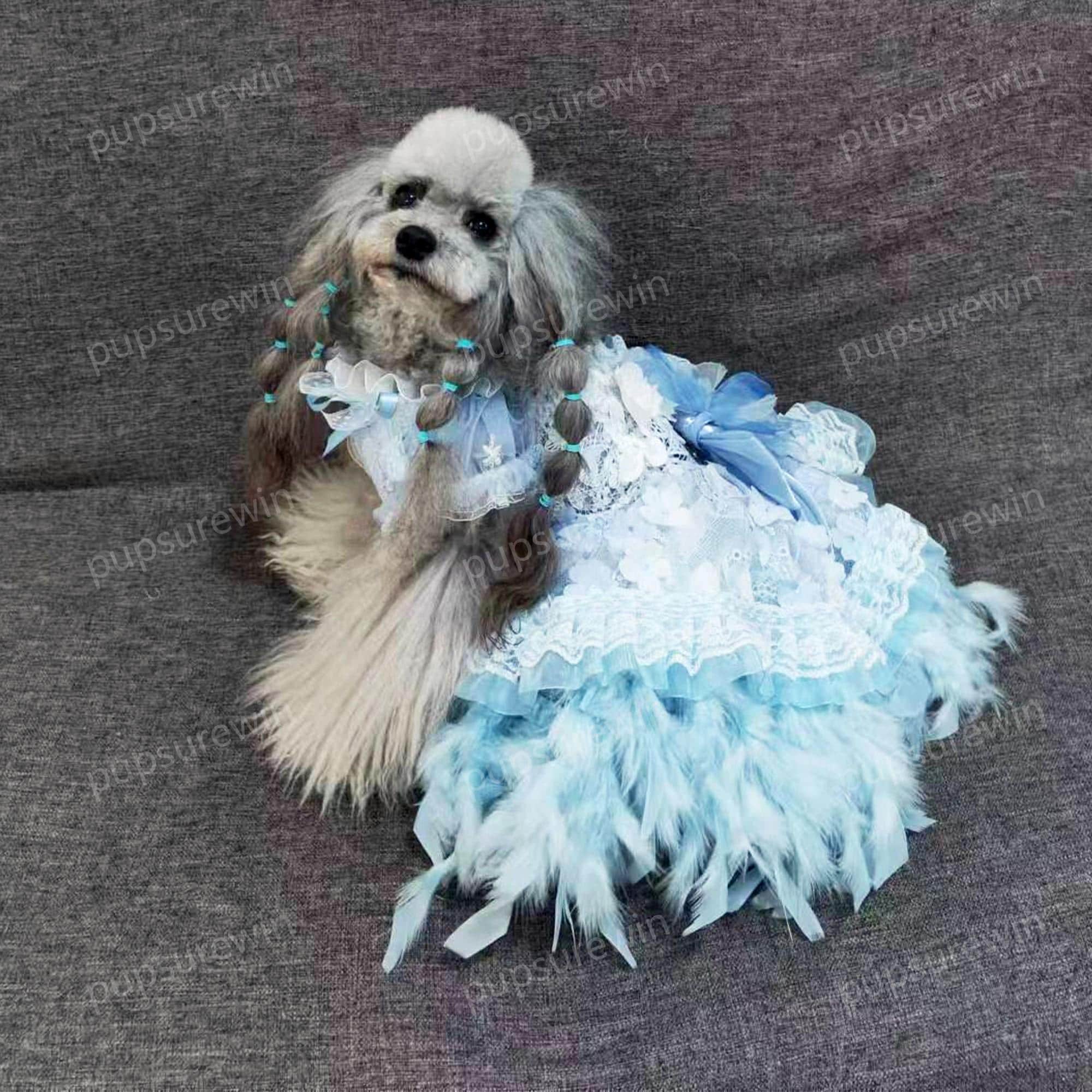 Blue Feather Floral Dress for Dogs and Cats, Custom Pets Clothes, Moon  Goddess Peacock Princess Costume for Dogs Wedding Birthday Halloween - Etsy