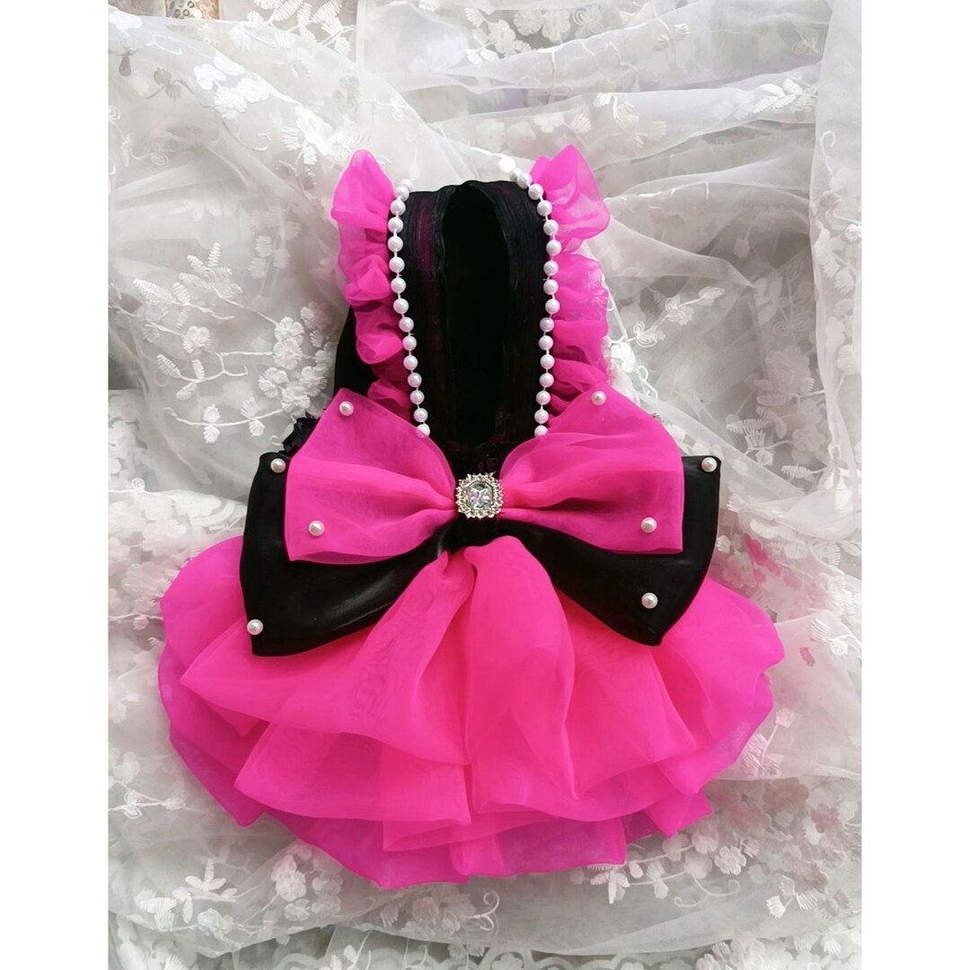 Dog Wedding Dress Rose Red, Summer Breathable Dog Tutu Dress, Dog