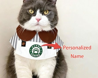 Custom Name Barista Costume for Cats and Dogs, Personalized Pet Coffee Brewer Outfit Halloween