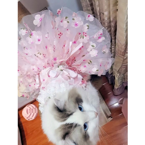 Vestido de flores de gato Sakura rosa, vestido de tutú de fantasía