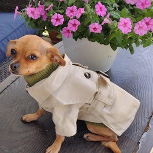 Dog Trench Coat Custom Size, Khaki Coat Jacket for Large Dogs and Cats, Puppy Pets Fall Winter Clothes, Dog Birthday Outfit, Cat Dog Costume