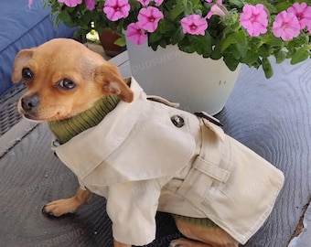 Dog Trench Coat Custom Size, Khaki Coat Jacket for Large Dogs and Cats, Puppy Pets Fall Winter Clothes, Dog Birthday Outfit, Cat Dog Costume