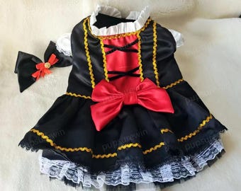 Dog Pirate Costume Custom Size, Pirate Dress for Large Dogs & Cats, Gothic Steampunk Skirt, Caribbean Inspired Halloween Costume Pet Clothes