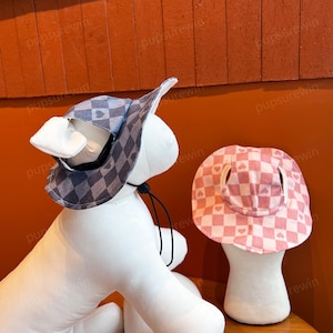 Dog Bucket Hat with Ear Holes Custom Size, Summer Bucket Hat for Large Dogs Cats, Outdoor Sun Protection Cap Sunbonnet Hiking Hat for Pets