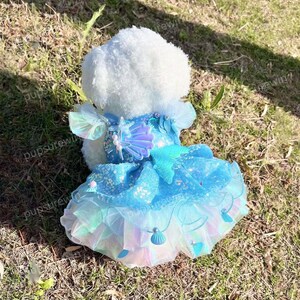 Dog Halloween Dress Inspired from Mermaid, Sparkly Blue Dress for Large Dogs Cats, Puppy Birthday Party Outfit Princess Costume Pet Clothes
