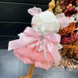 Wedding Dog Dress Pink, Flower Girl Dog Dress, Dog Birthday Dress, Pink Floral Tutu Dress for Large Dogs and Cats,Custom Pets Clothes Summer