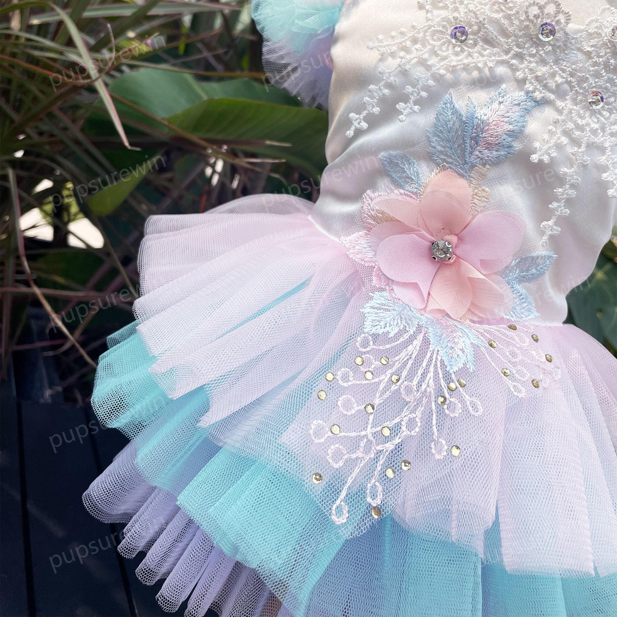 犬用ウェディングサマードレス カスタムサイズ、大型犬と猫用フラワー