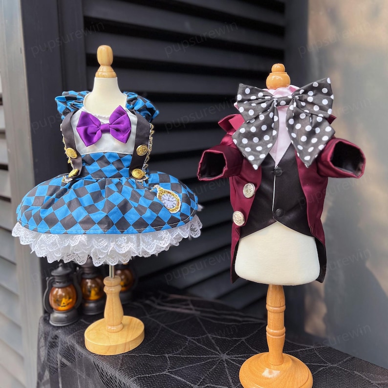 Halloween Mad Hatter Costume for Dogs and Cats, Custom Pets Clothes ...